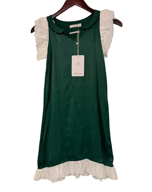 NWT La Mimiland Green Eyelet Trim nightgown 7-8Y