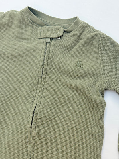 Baby Gap Olive Waffle Knit Sleeper 3-6M