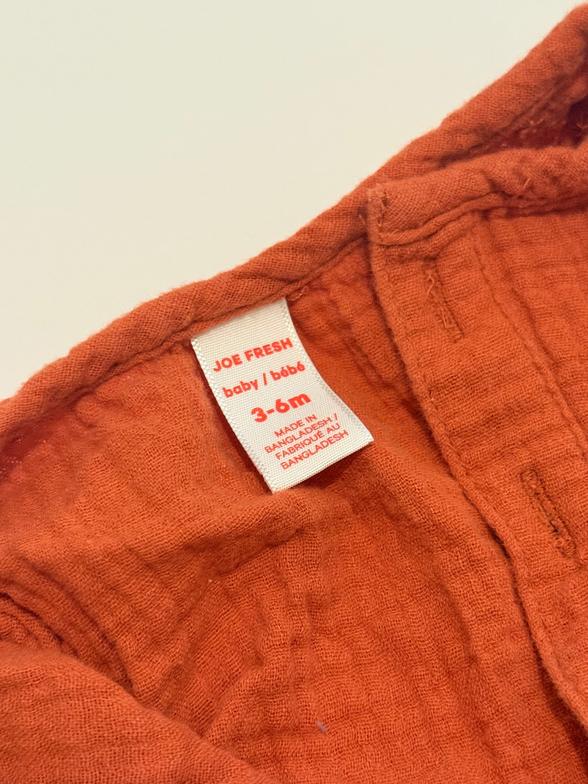 Joe Fresh Rust Muslin Romper 3-6M