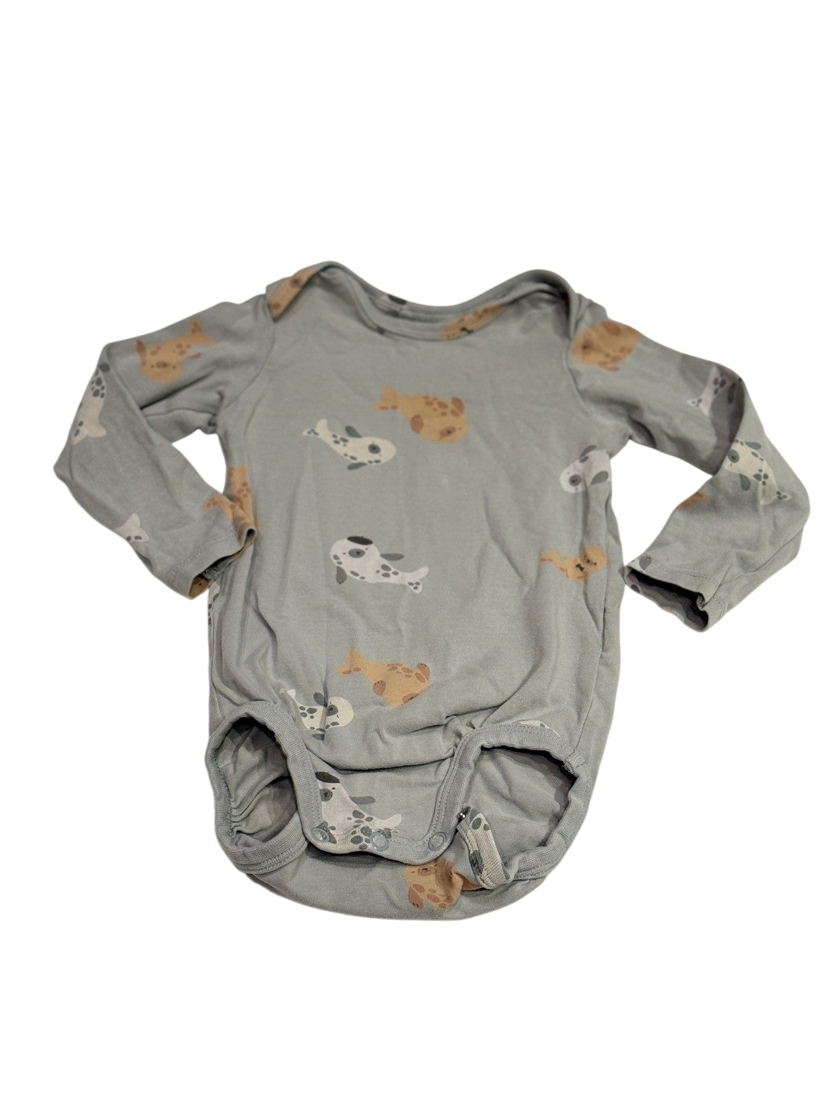 H&M Grey Seal Print Bodysuit 9M