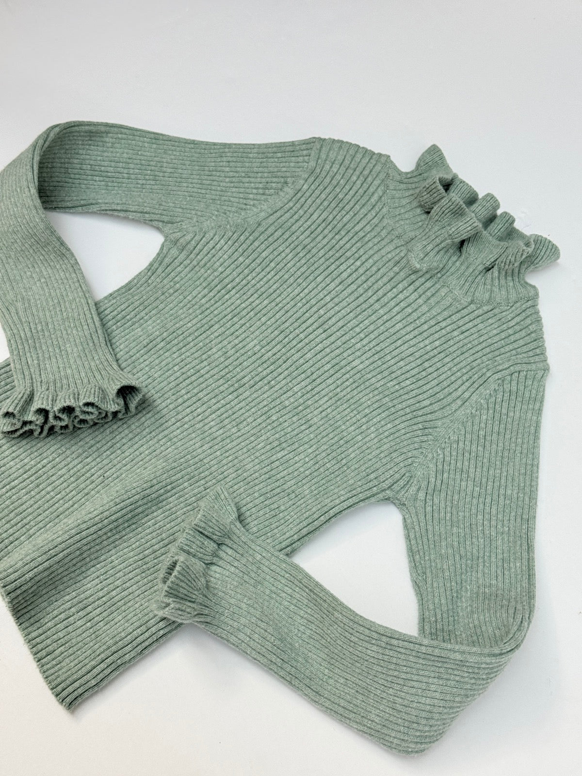 Next Mint Green Ruffle Knit Sweater 3yrs