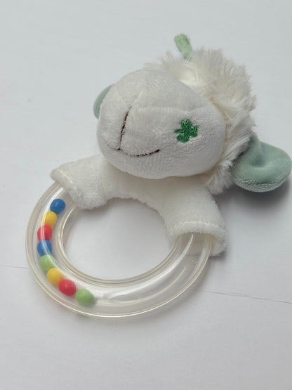 Plush Lamb Ring Rattle Teether Toy