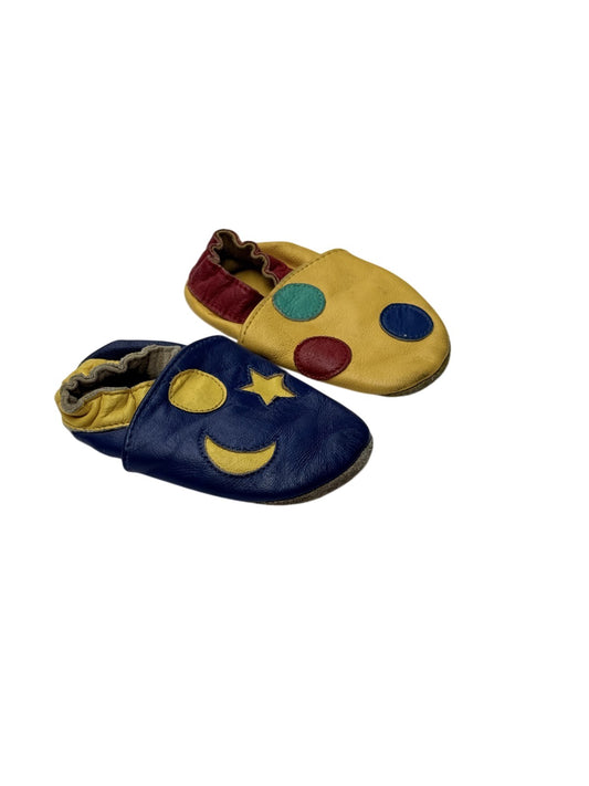 Leather Baby Moccasins Star Moon Dot Pair