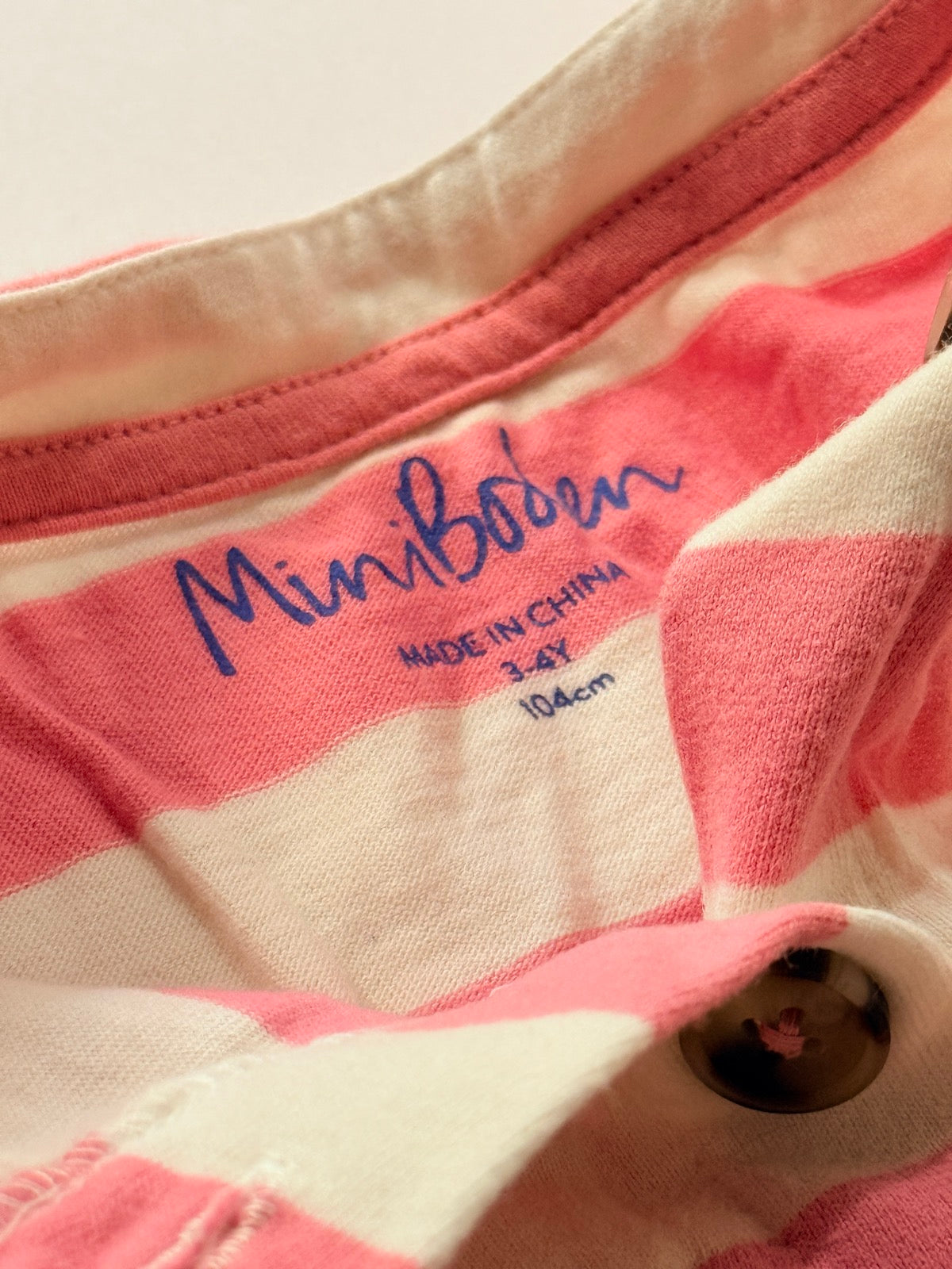 Mini Boden Striped Button Dress 3-4Y