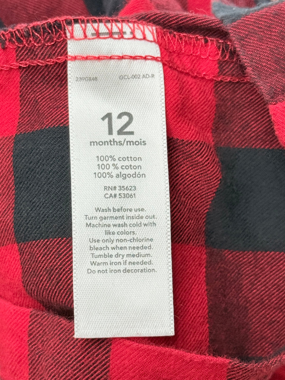 Carter's Buffalo Plaid Flannel Dress 12M