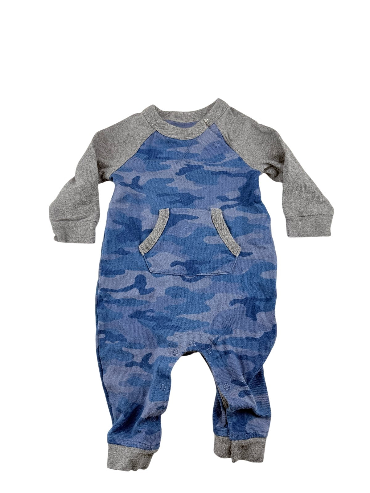 baby GAP Blue Camo Long Sleeve Romper 6-12M