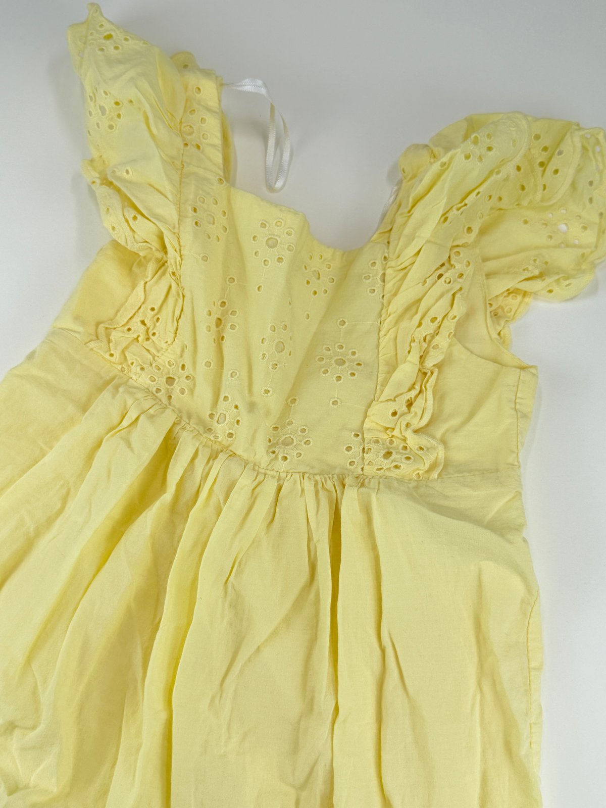 H&M Yellow Eyelet Ruffle Dress Size 7-8Y