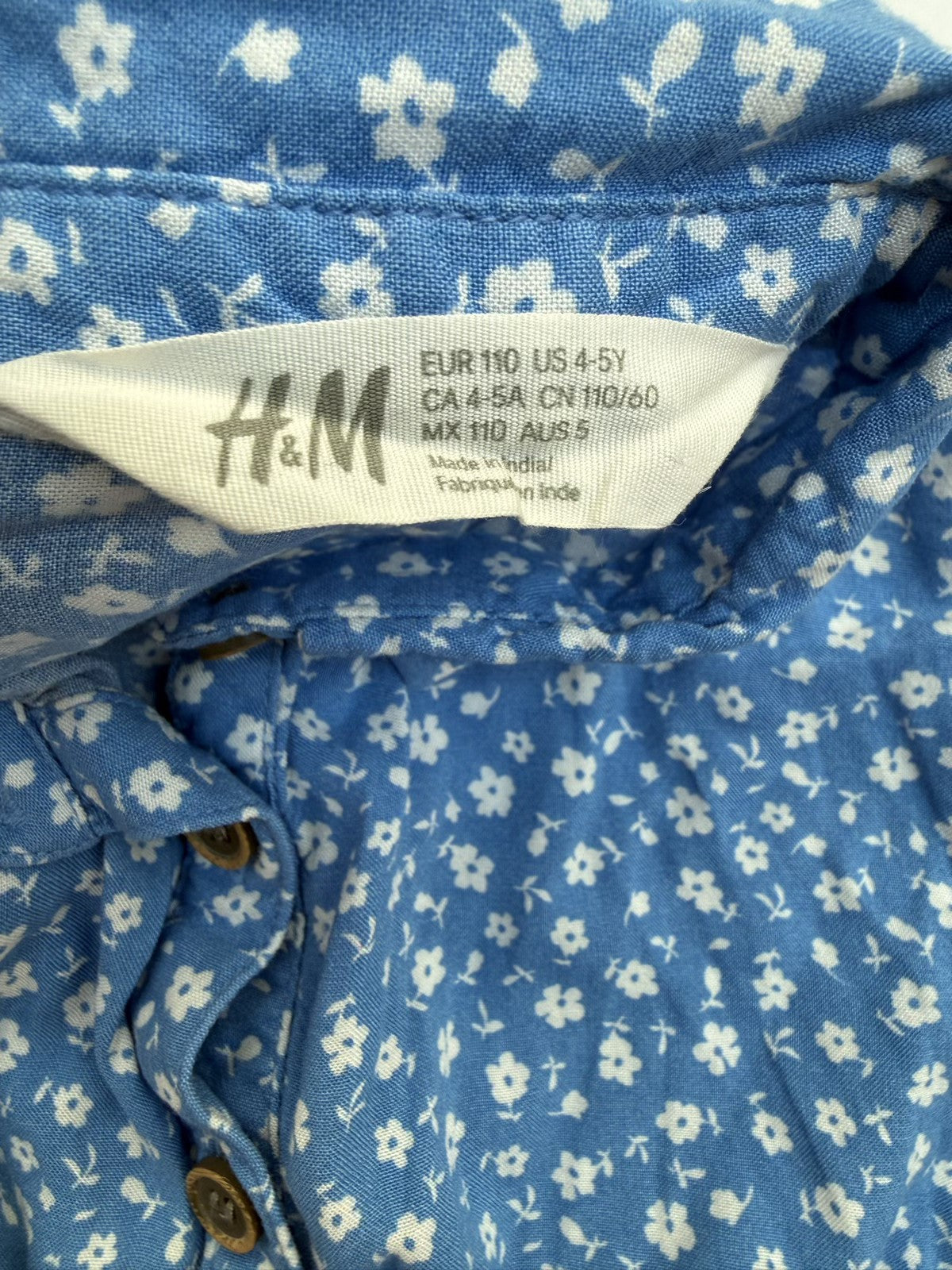 H&M Floral Button-Front Dress Size 4-5Y