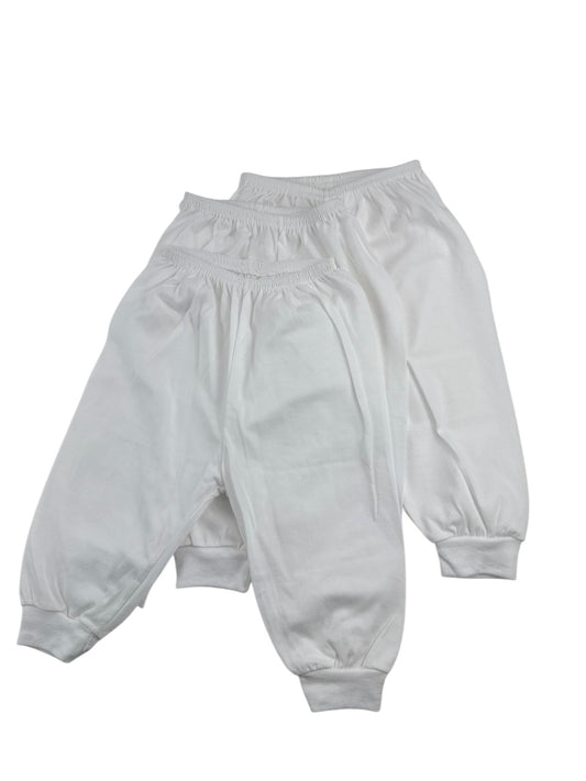 White Cotton Baby Pants 3-Pack