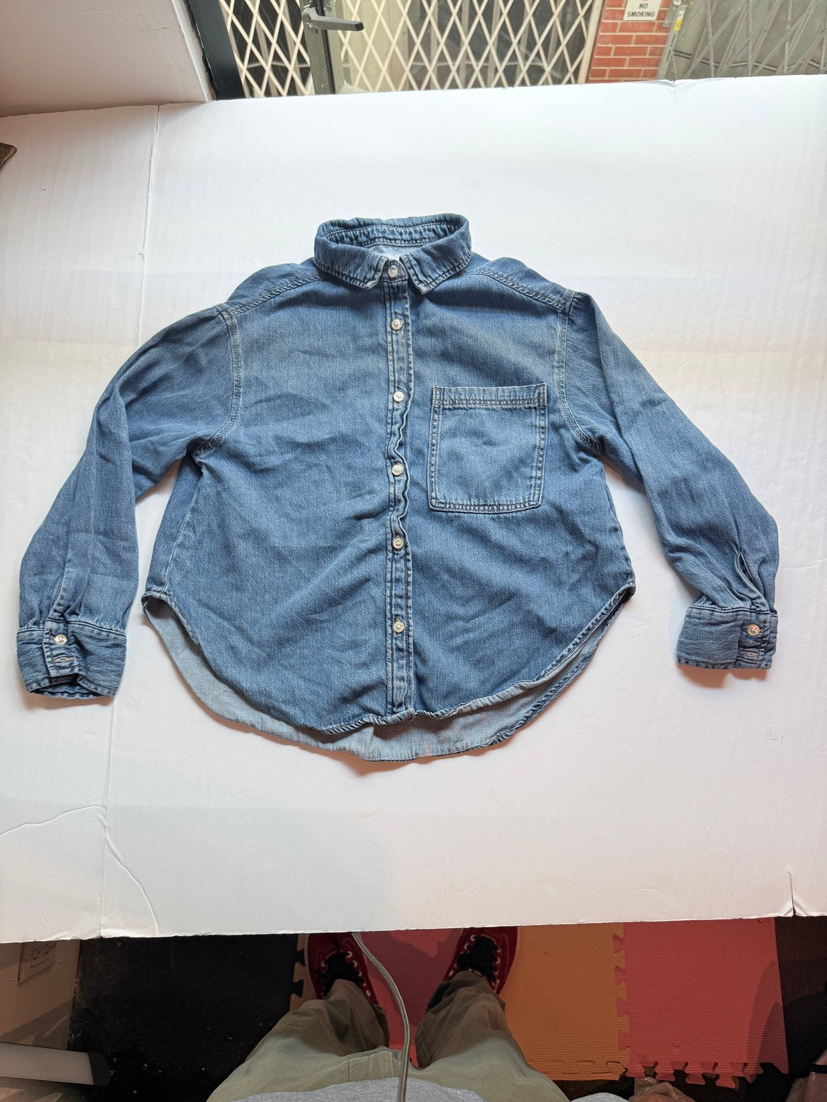 Zara Blue Denim Button-Up Shirt Size 9-10Y