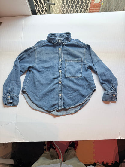 Zara Blue Denim Button-Up Shirt Size 9-10Y