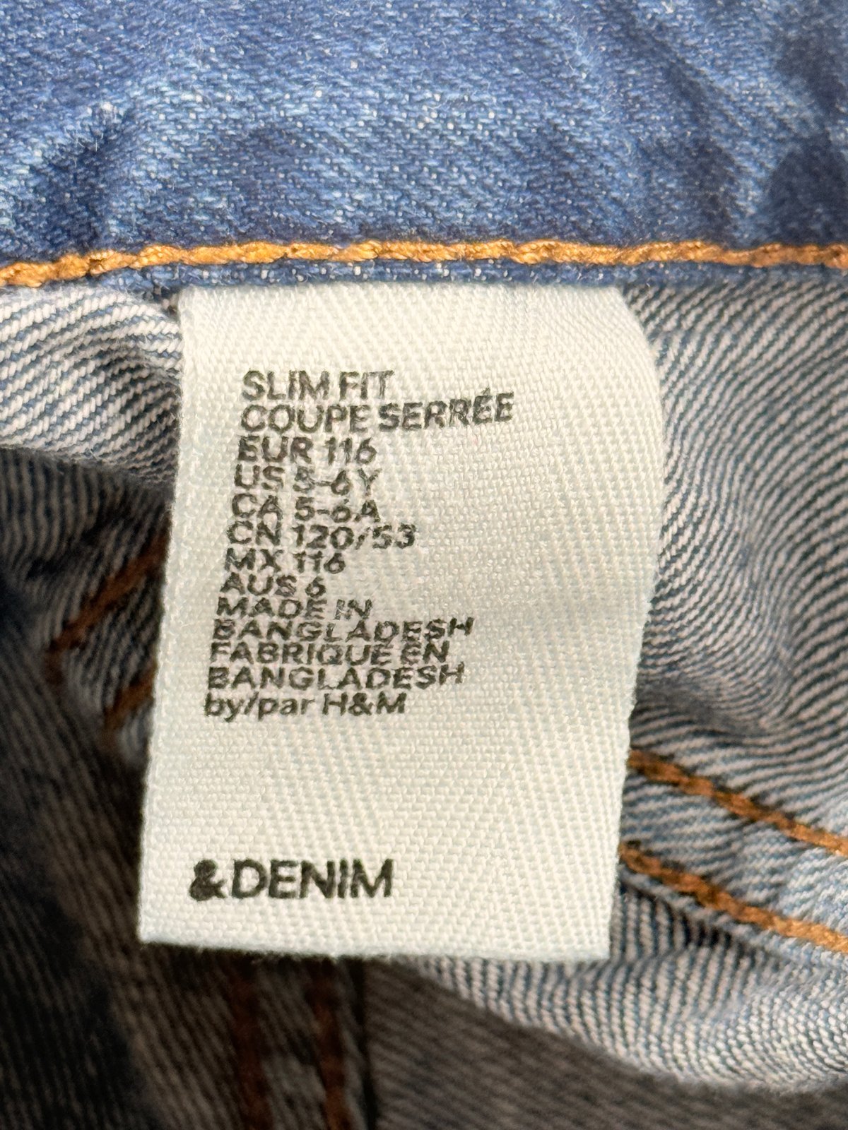 H&M Slim Fit Blue Jeans Size 5-6Y