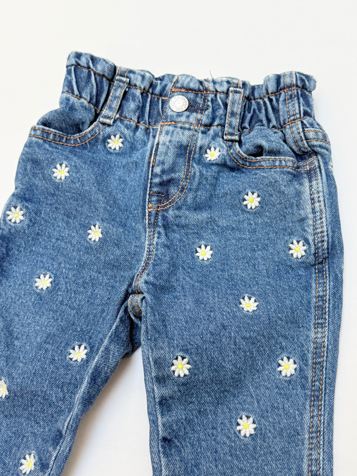 Gap Denim Daisy Embroidered Mom Jean 6-12M