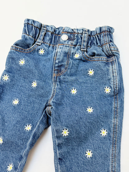Gap Denim Daisy Embroidered Mom Jean 6-12M