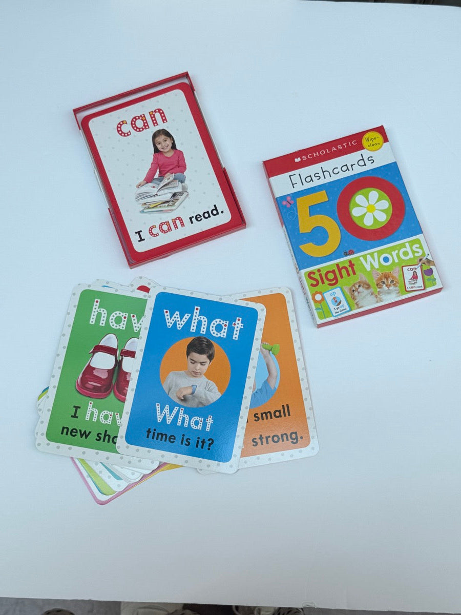 Scholastic 50 Sight Words Wipe-Clean Flashcards