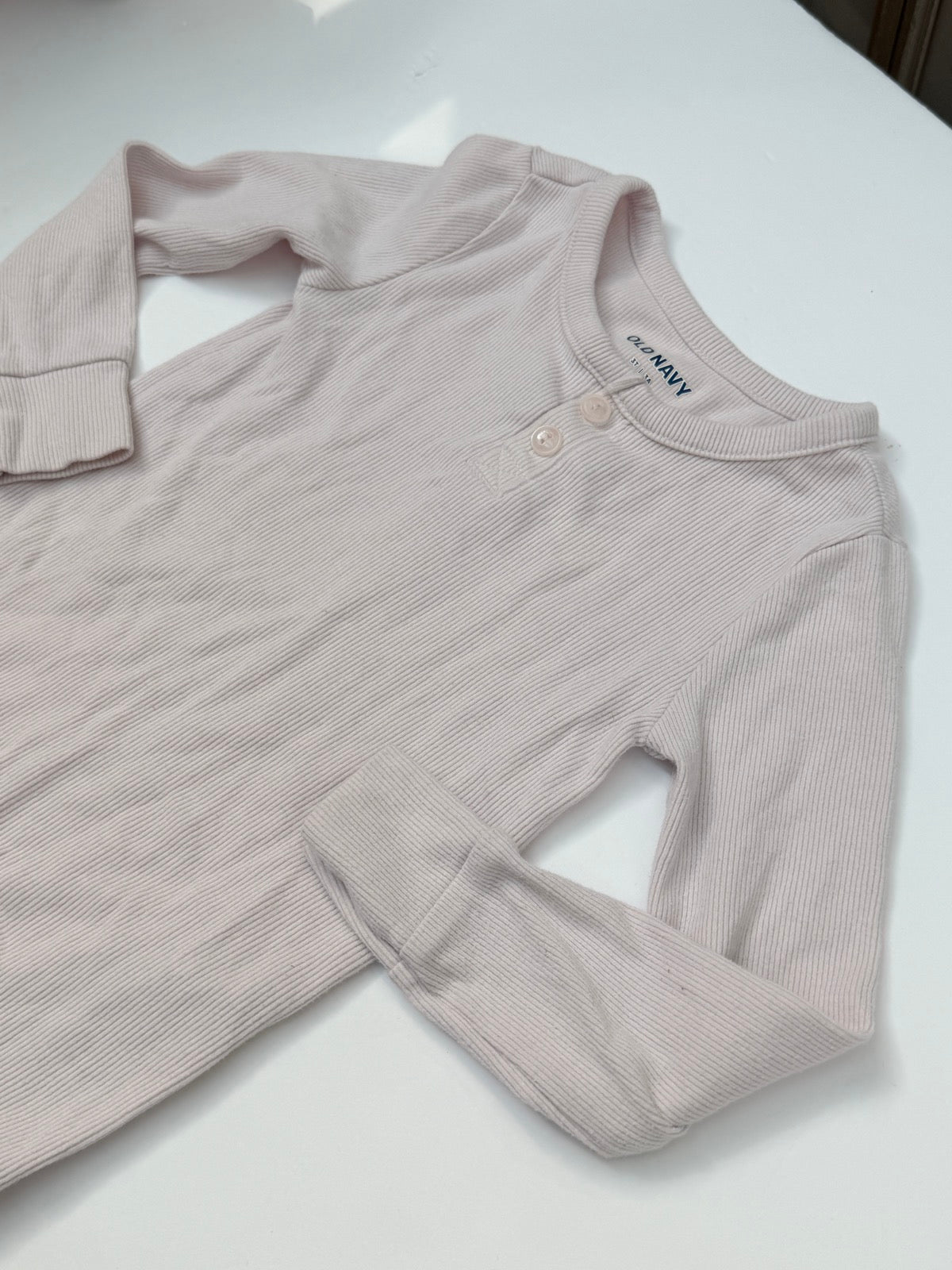 Old Navy Pink Ribbed Long Sleeve Bodysuit 3T