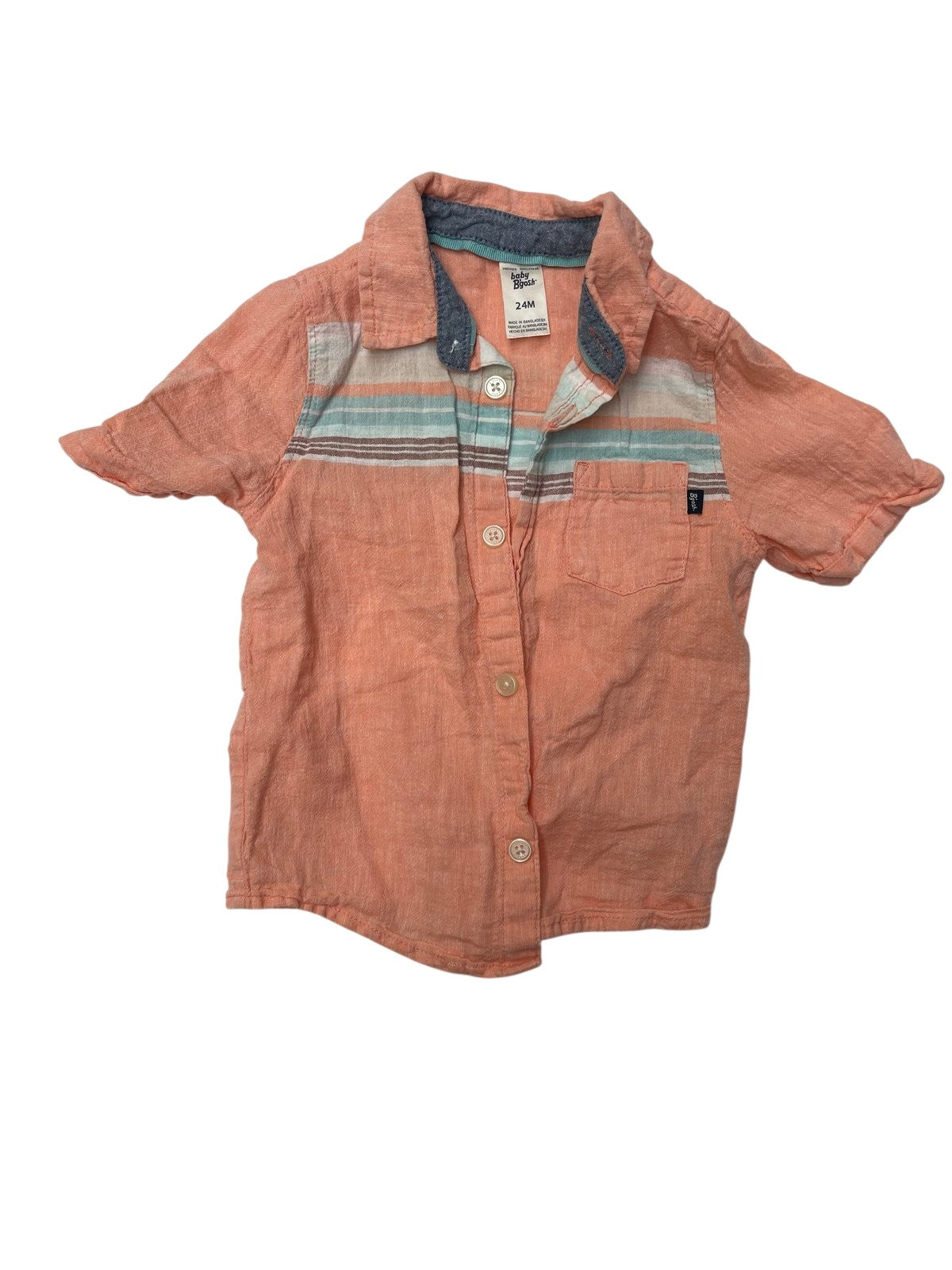 baby B'gosh Orange Striped Linen Blend Shirt 24M