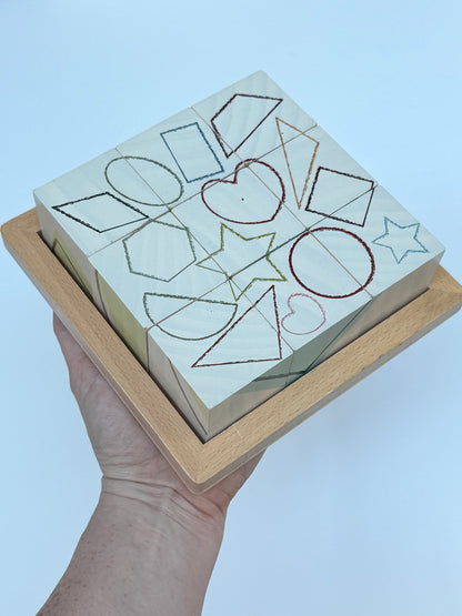 Wooden Shape Learning Cube Block Puzzle Toy