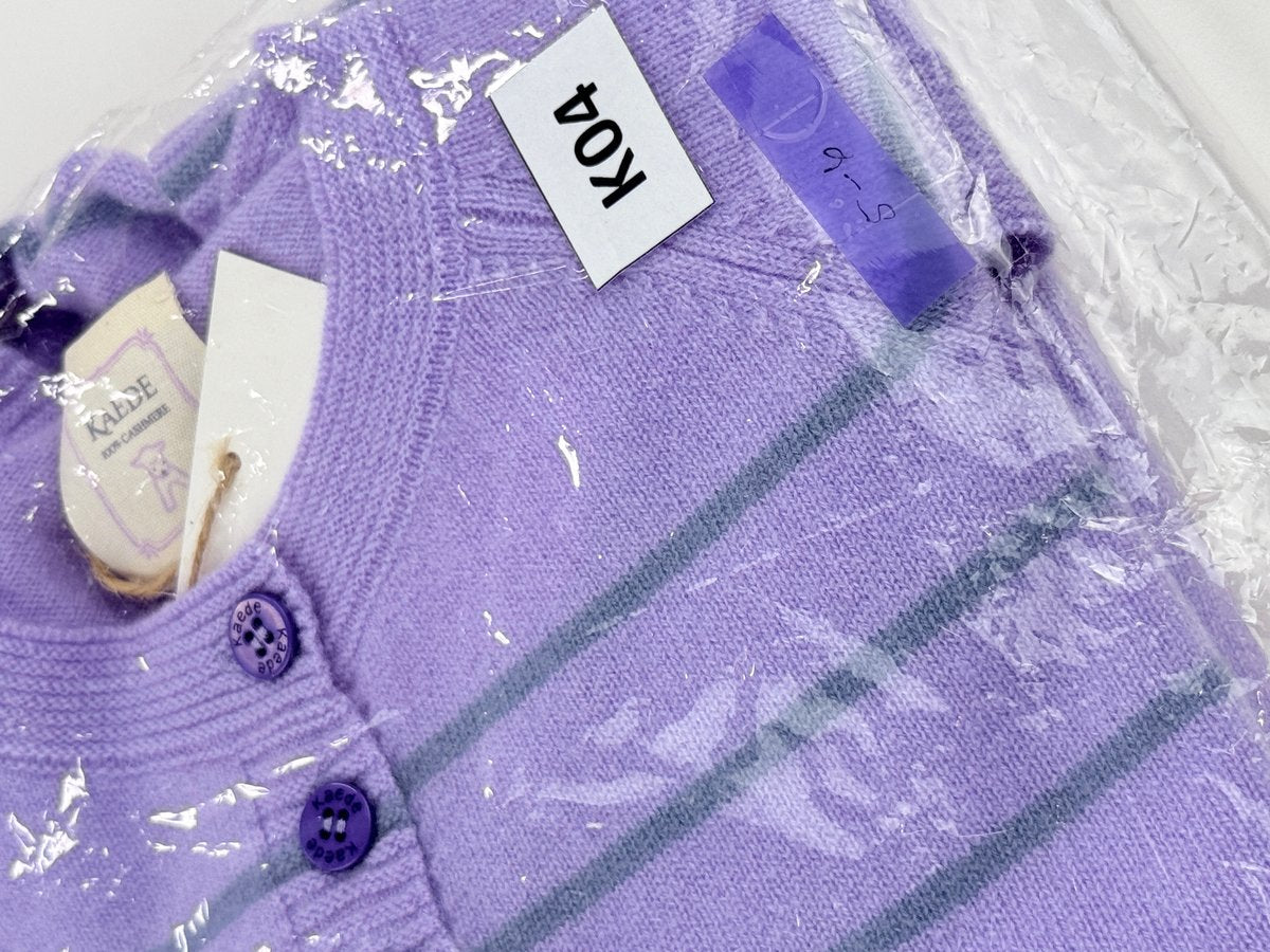 NWT - Kaede Lilac Striped Cashmere Cardigan 5-6Y & 7-8Y