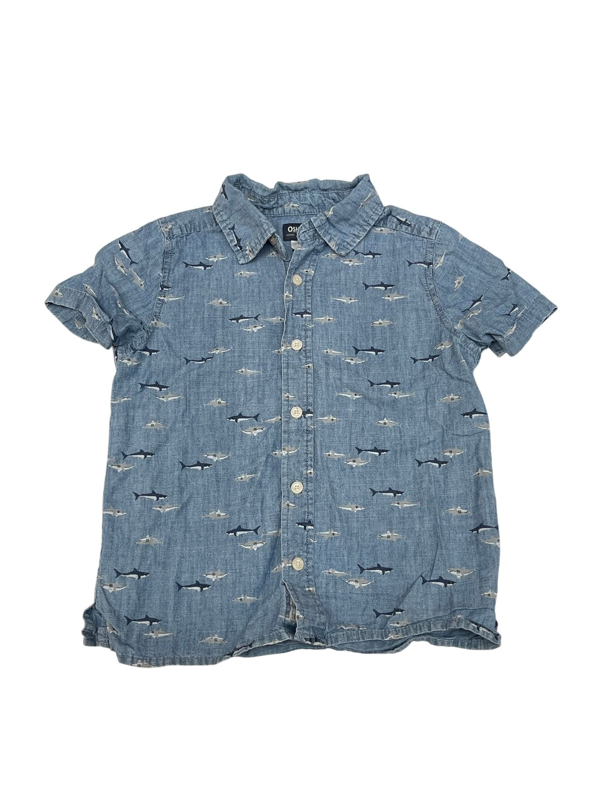 OshKosh B'gosh Shark Chambray Shirt Size 7/7Y