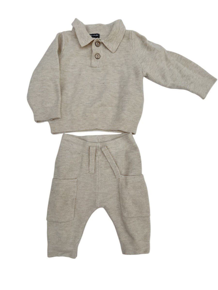 Kiabi Beige Knit Sweater Pants Set 1M
