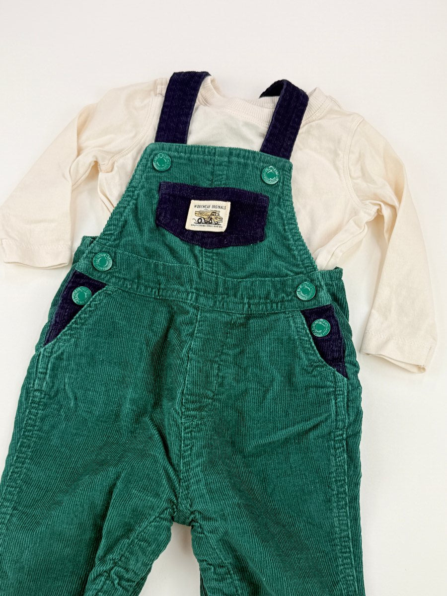 Old Navy Corduroy Overalls and Bodysuit Set 3-6M