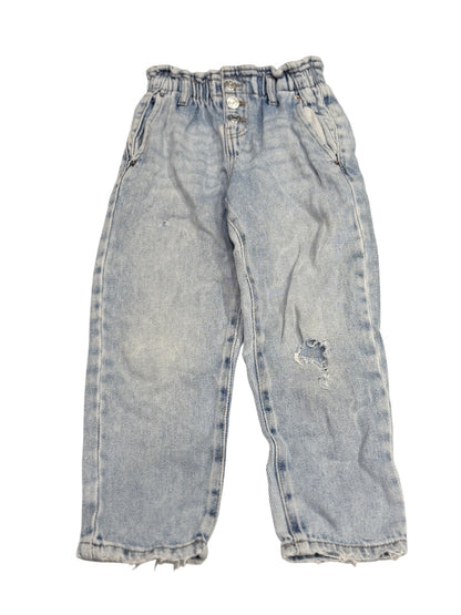 Zara Light Wash Distressed Paperbag Jeans 4-5Y