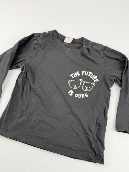 H&M Charcoal Bear Graphic Long Sleeve T-Shirt 2T