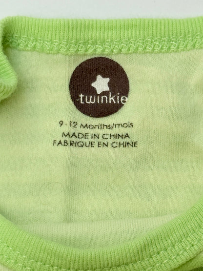Twinkie Green Striped Long Sleeve Bodysuit 9-12M