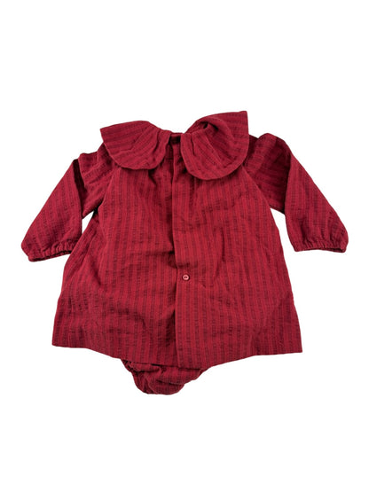 Zara Red Striped Peter Pan Collar Dress 12-18M