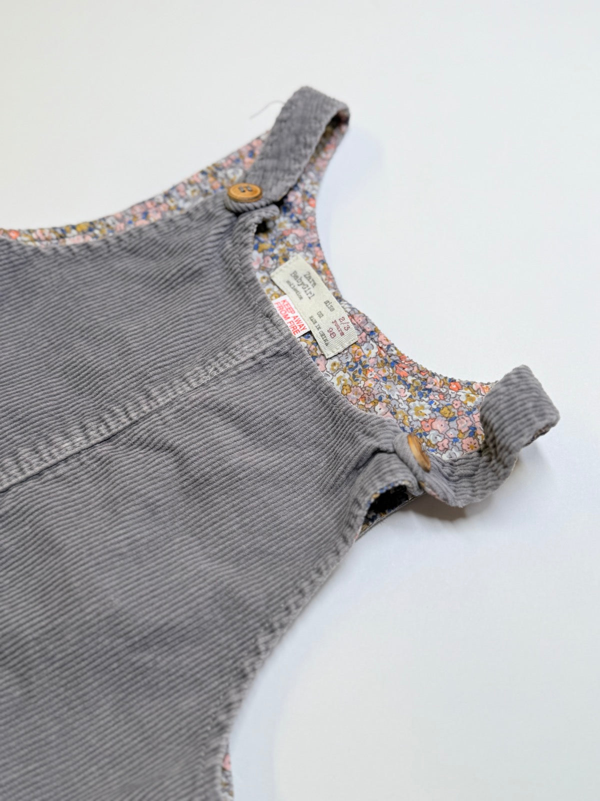 Zara Gray Corduroy Pinafore Dress 2-3Y