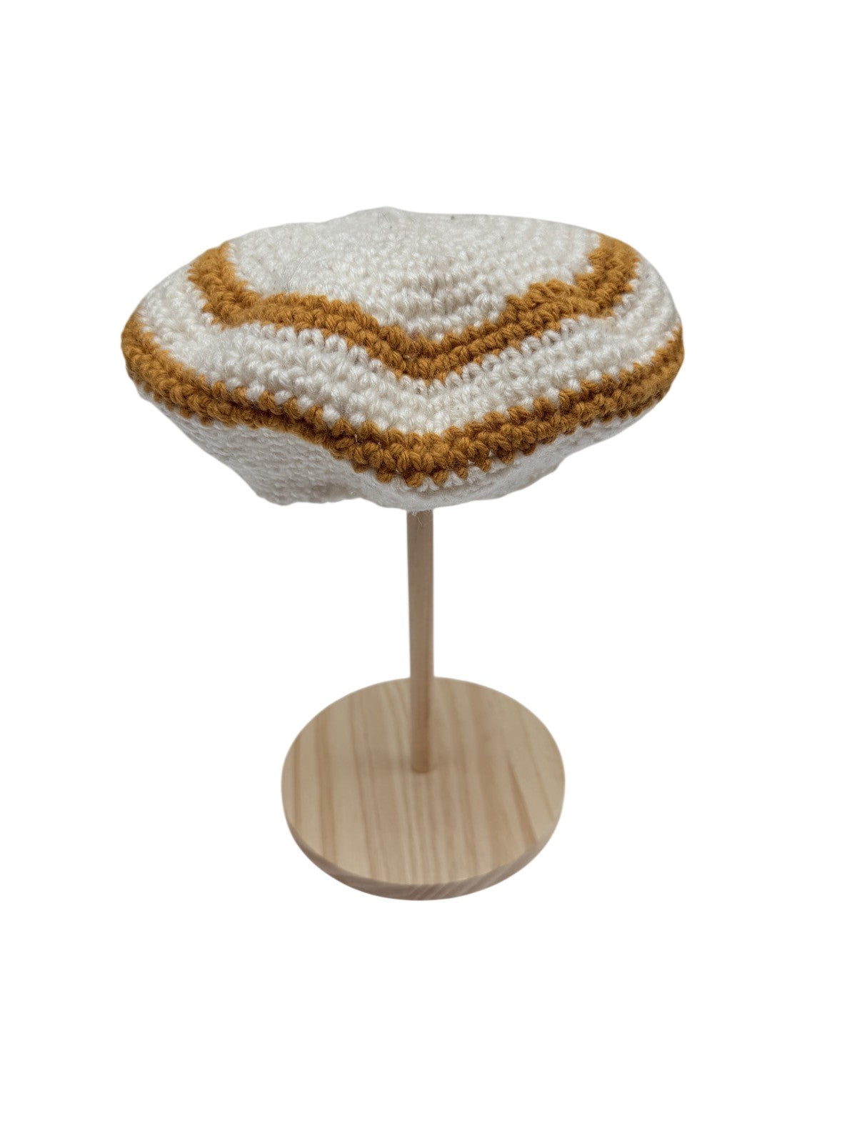 Handmade Crochet Hat Cream Gold Trim 6-12M
