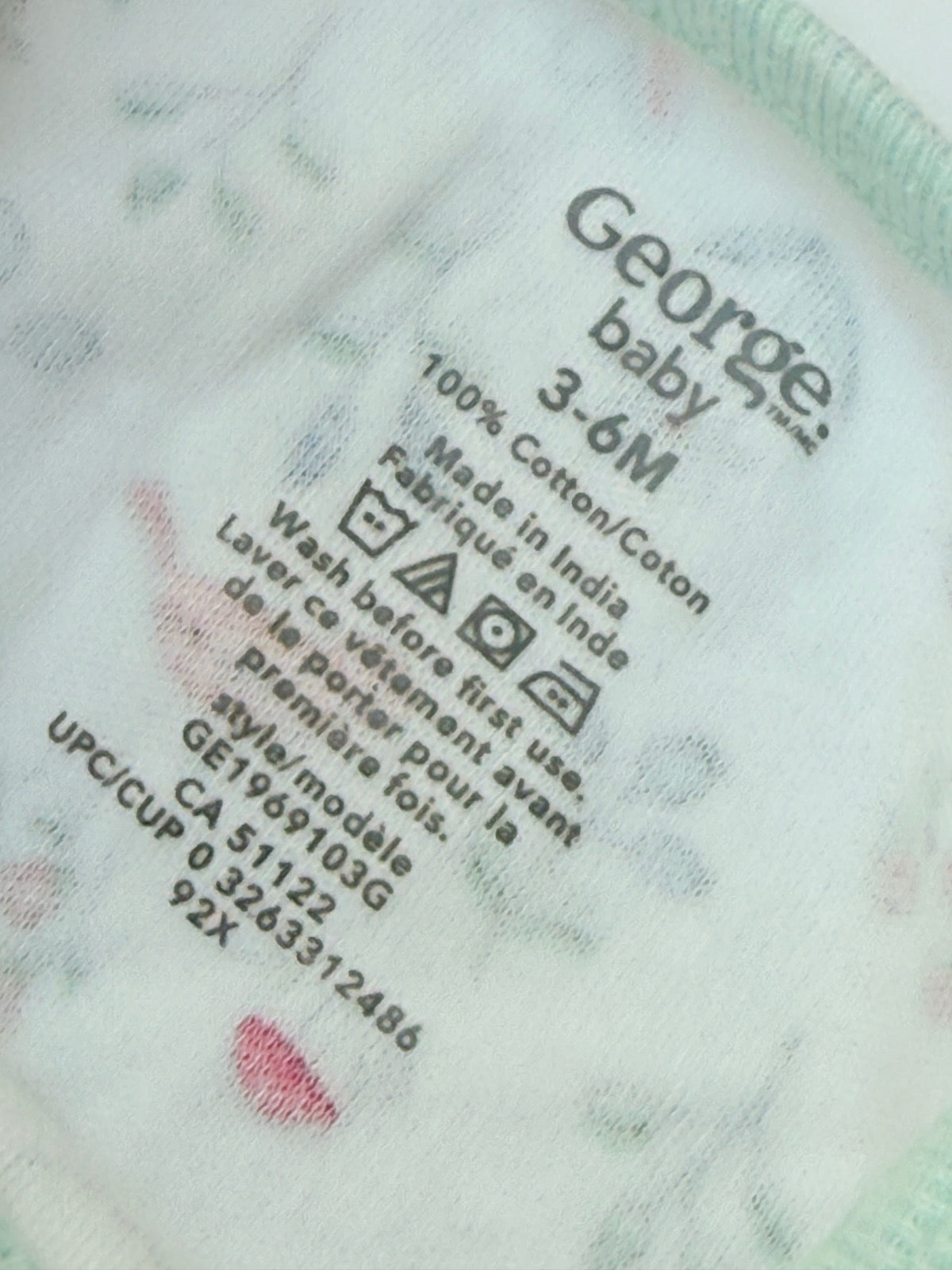 George Baby Bunny Floral Bodysuit 3-6M