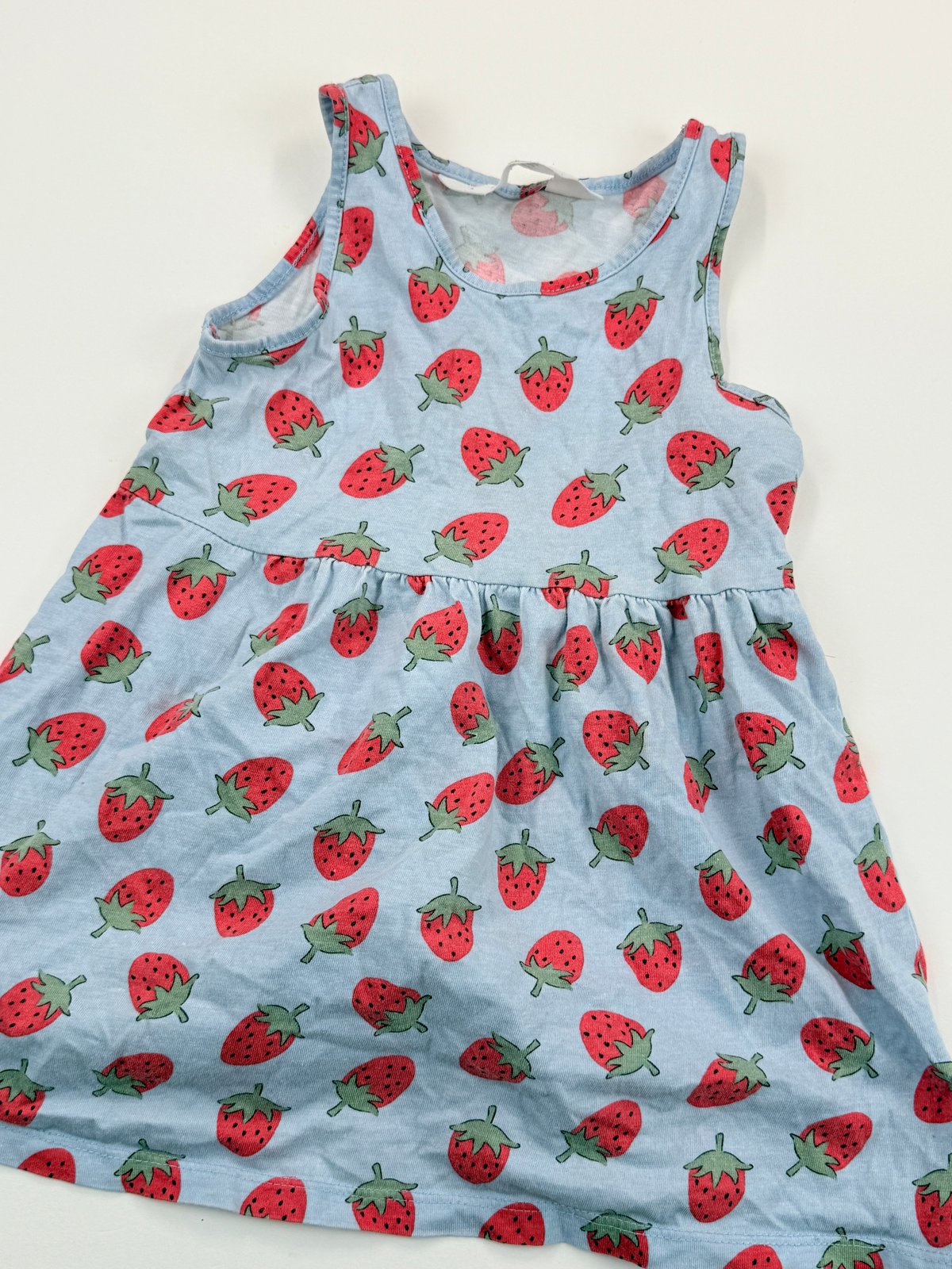 H&M Strawberry Print Blue Dress Size 2T