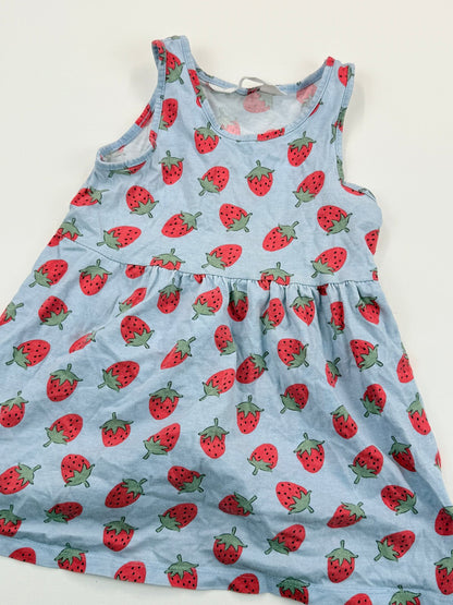 H&M Strawberry Print Blue Dress Size 2T