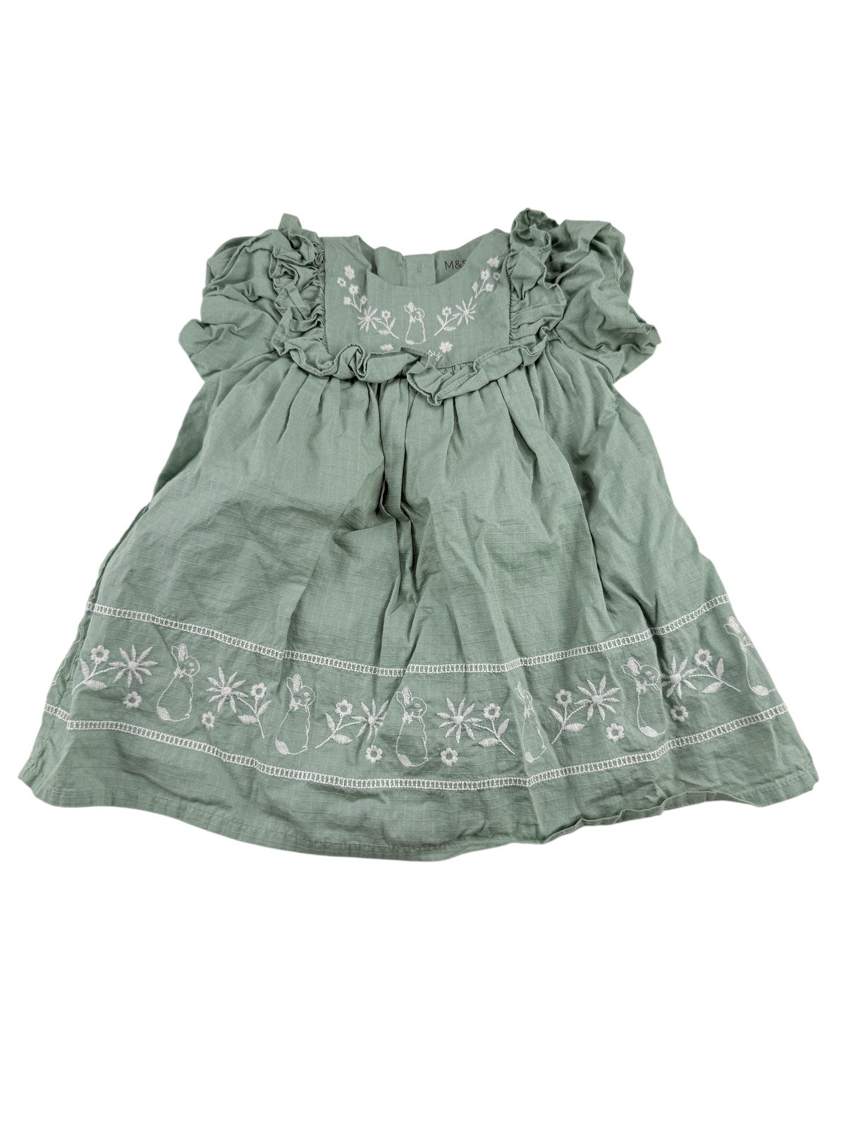 M&S Peter Rabbit Embroidered Green Dress 6-9M