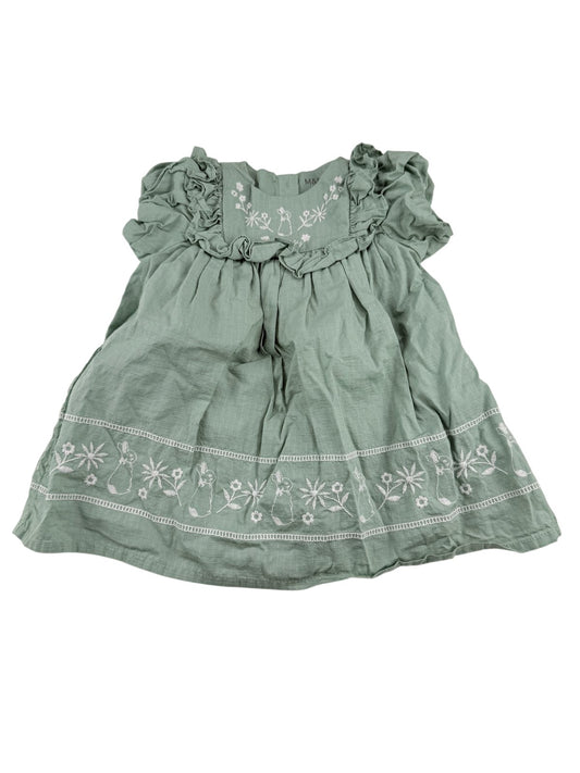 M&S Peter Rabbit Embroidered Green Dress 6-9M