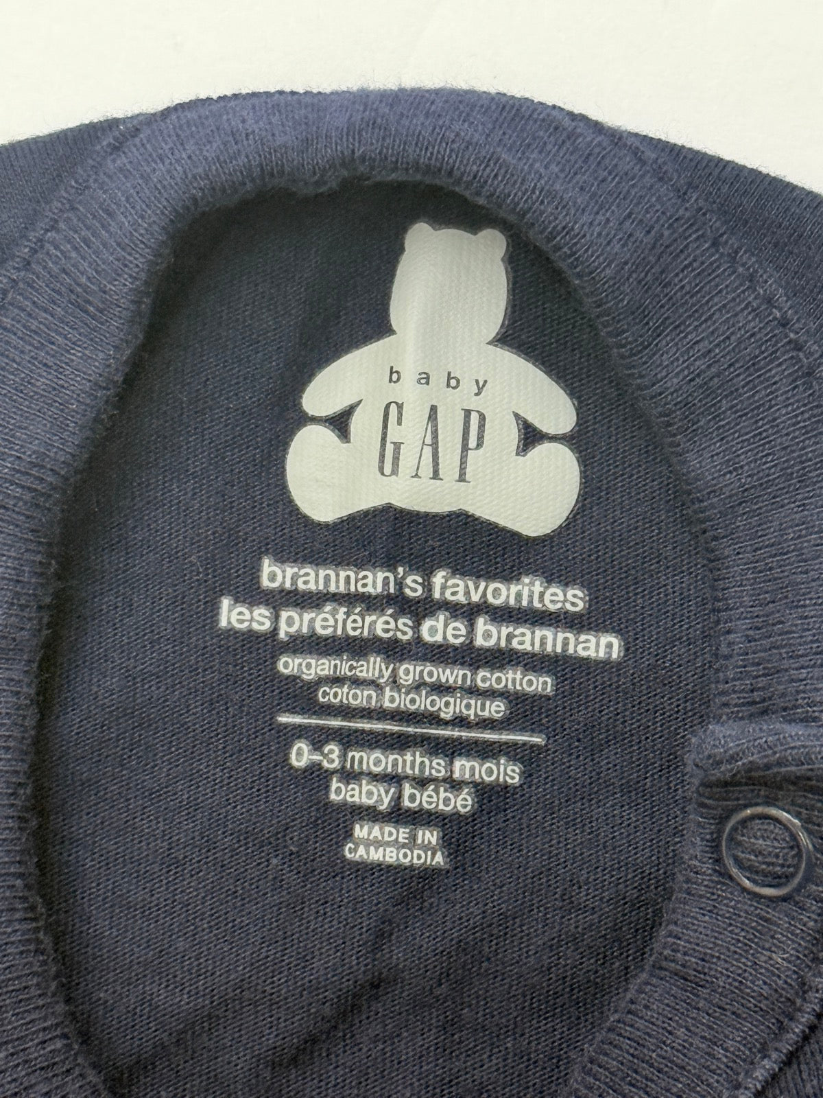 Baby Gap Navy Bear Pocket Bodysuit 0-3M