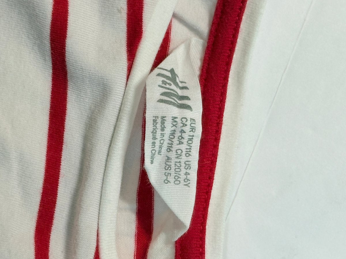 H&M Striped Sequin Heart Long Sleeve Top 4-6Y