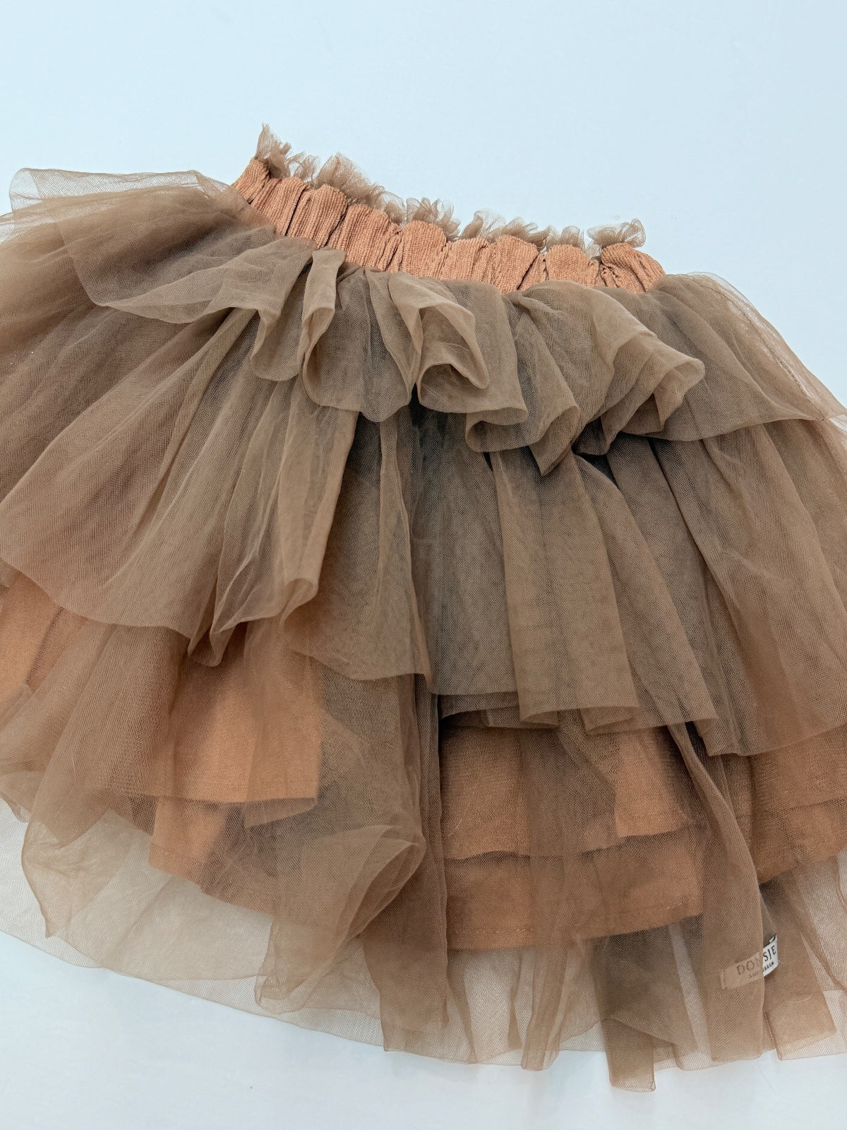 Donsje Brown Tiered Tulle Skirt 4-5Y
