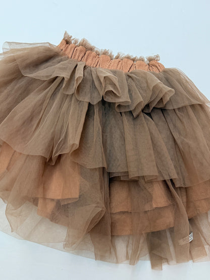 Donsje Brown Tiered Tulle Skirt 4-5Y