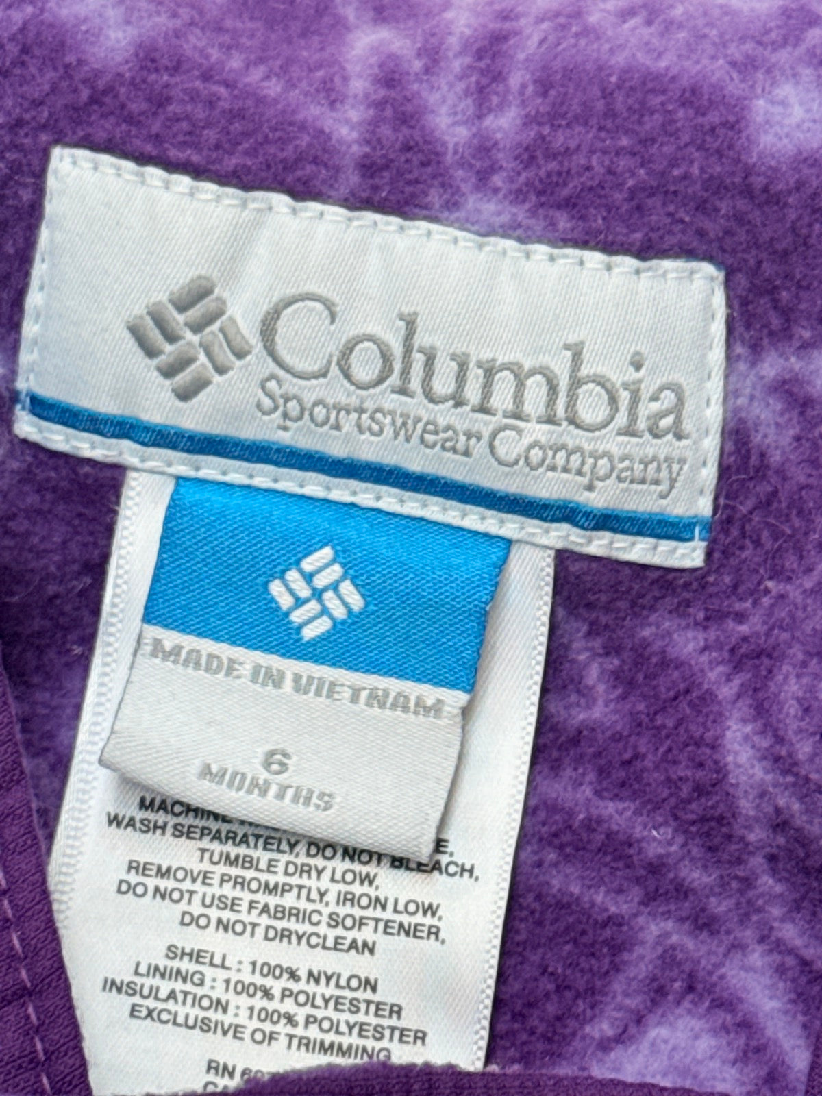Columbia Purple Snowsuit Set 6 Months
