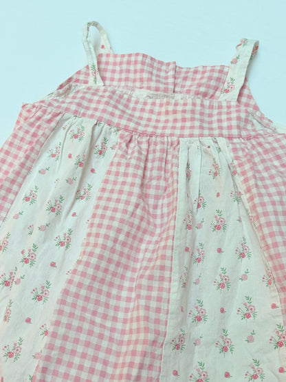 Pink Gingham Floral Cotton Sundress Size 5Y
