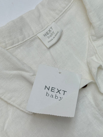 NWT - Next Baby White Linen Blend Bodysuit 6-9M
