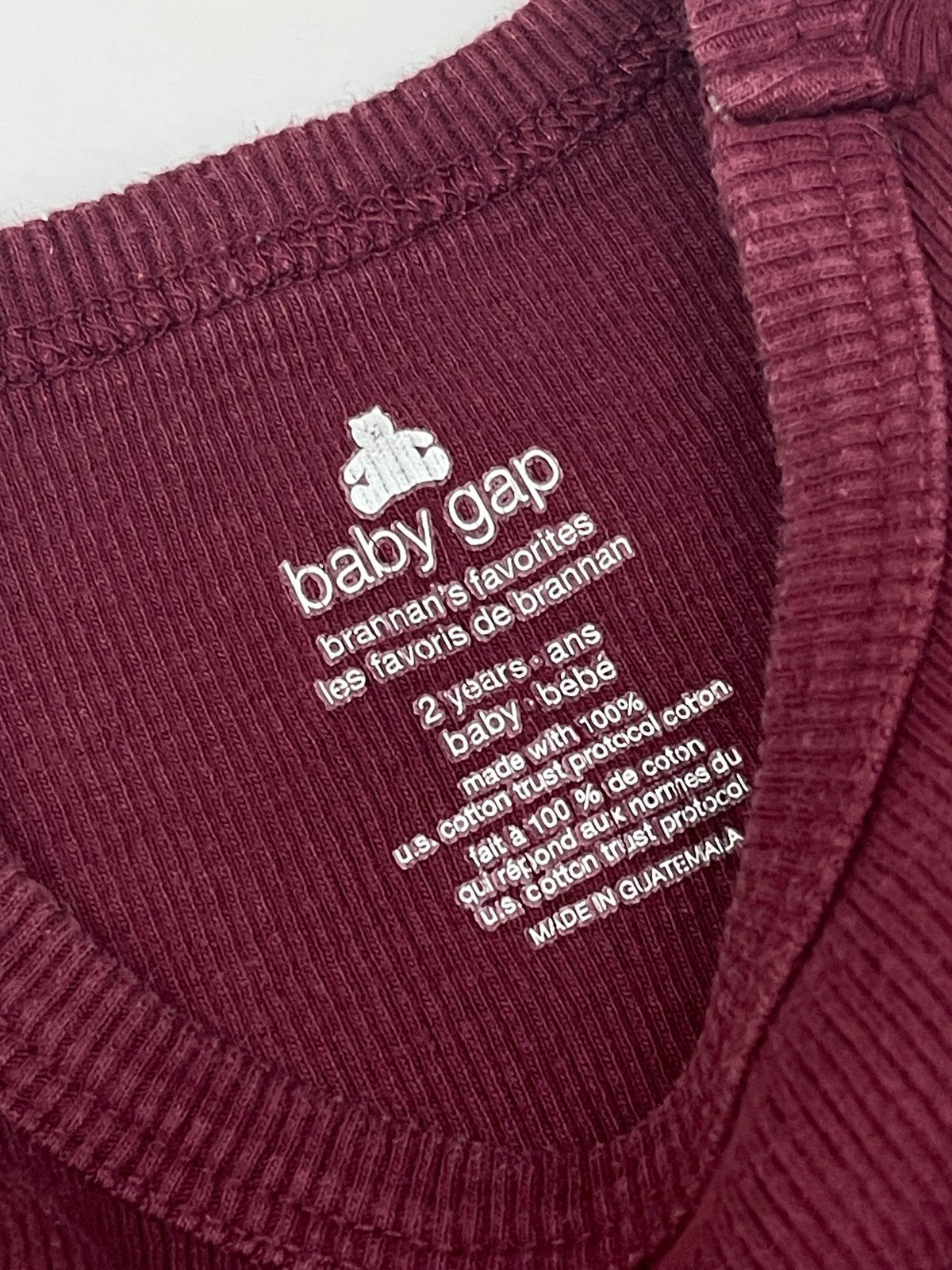 Baby Gap Burgundy Ribbed Long Sleeve Top 2T