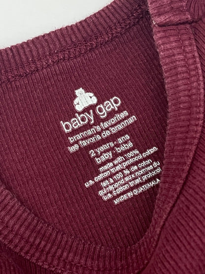 Baby Gap Burgundy Ribbed Long Sleeve Top 2T