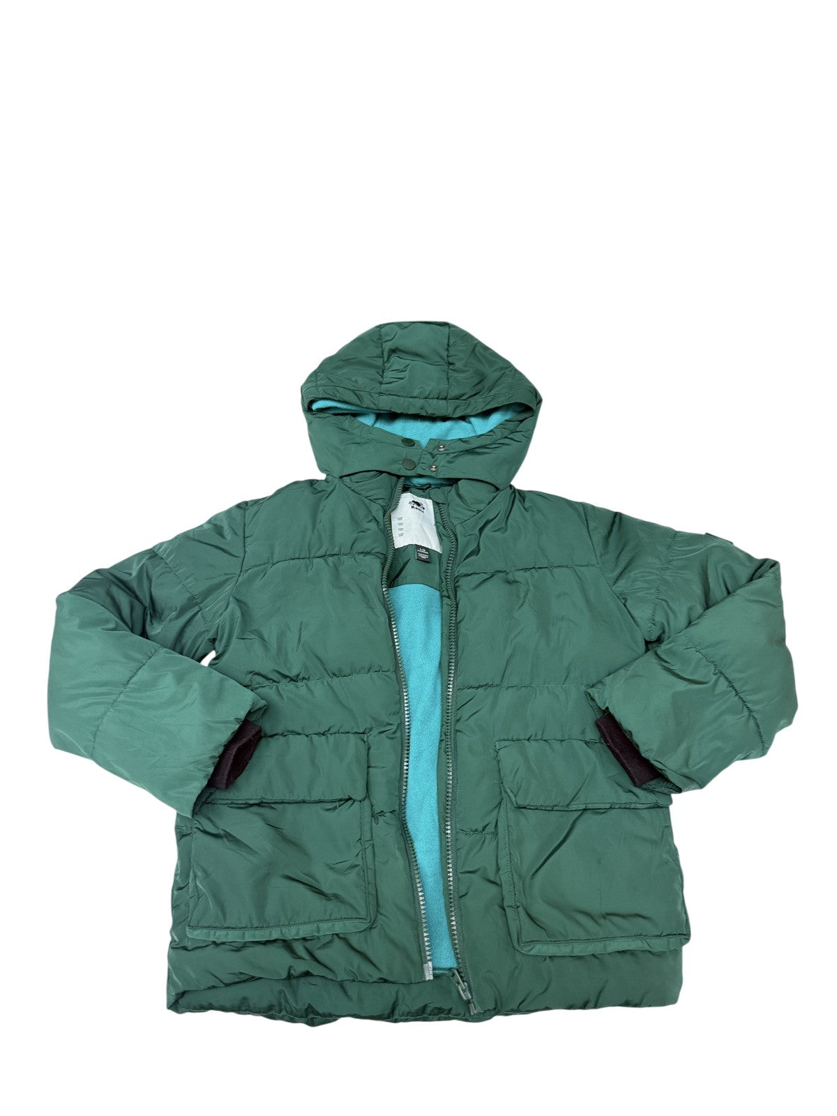 Roots Green Puffer Hooded Jacket Size 9-10
