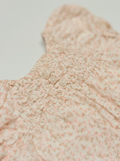 B.Be Pink Floral Smocked Puff Sleeve Top 3t