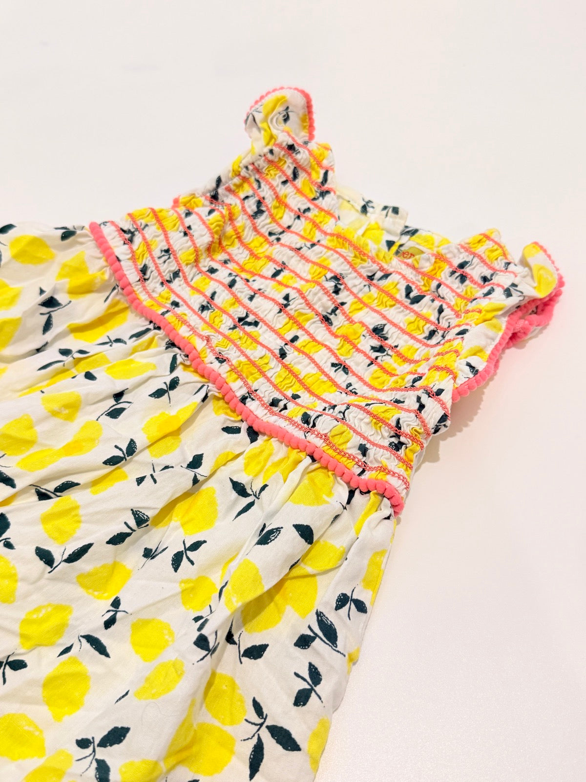 Penelope Mack Lemon Print Smocked Dress 3T