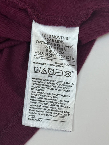 Gap Maroon Pocket T-Shirt 12-18M
